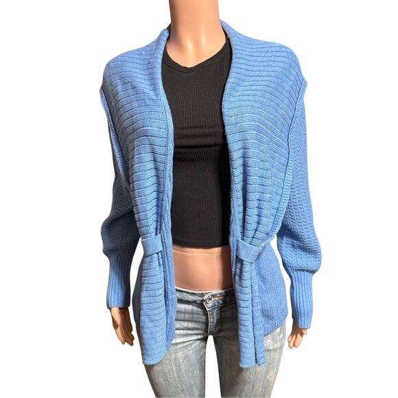 Pulp light blue shawl collar cardigan ribbed texture open front sweater M - Picture 1 of 7